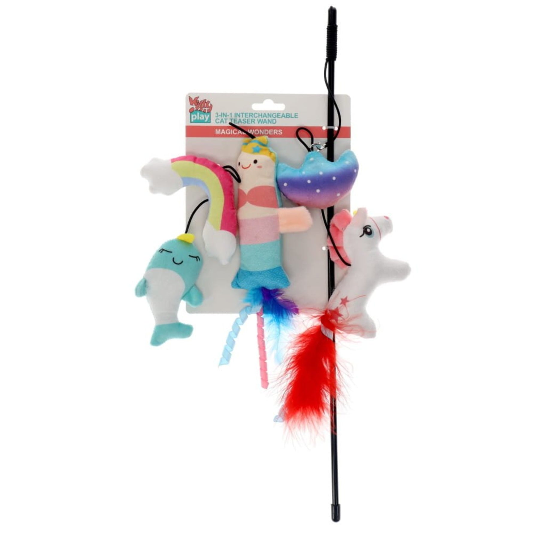 Kitty Play 3-in-1 Interchangeable Cat Teaser Wand - Magical Wonders