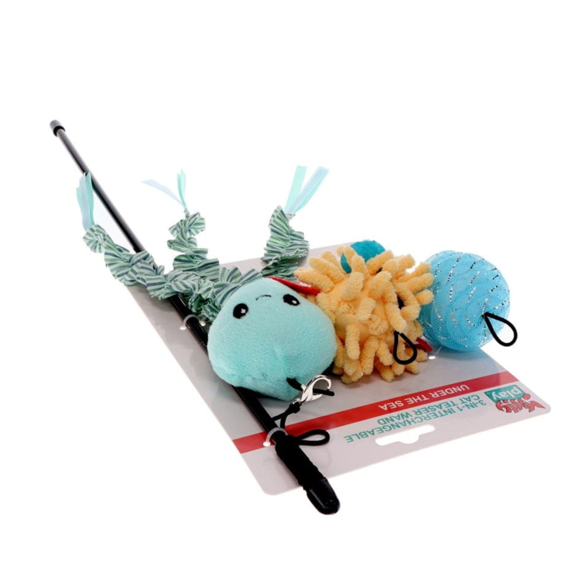 Kitty Play 3-in-1 Interchangeable Cat Teaser Wand - Under the Sea