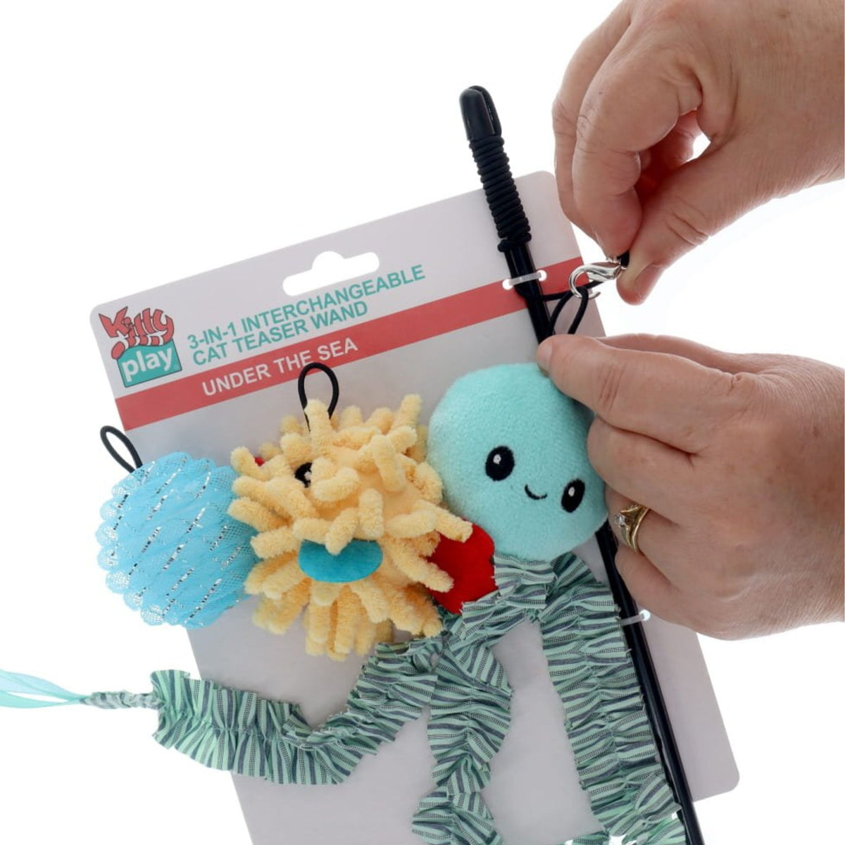 Kitty Play 3-in-1 Interchangeable Cat Teaser Wand - Under the Sea