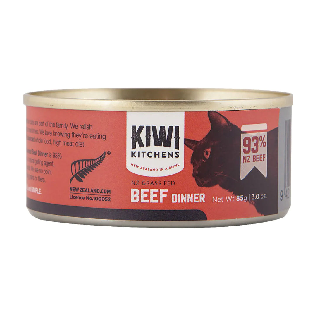 Kiwi Kitchens Wet Cat Food Beef Dinner -  85g Single Can