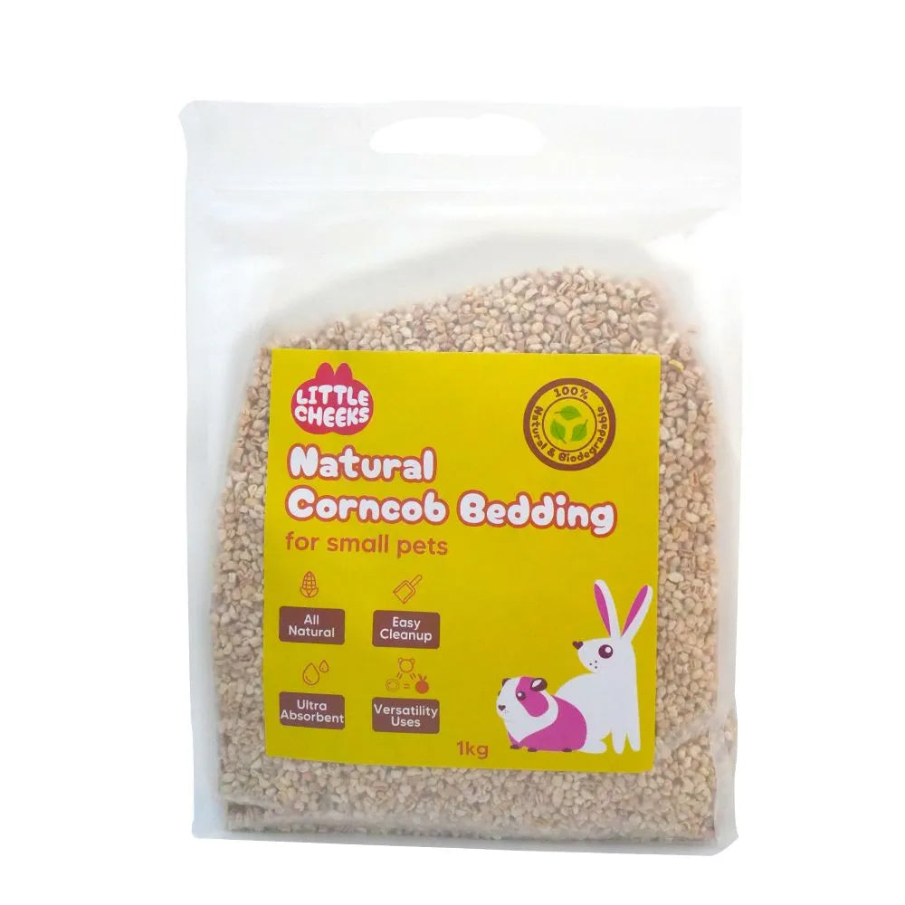 Little Cheeks Natural Corncob Bedding for Small Pets 1kg