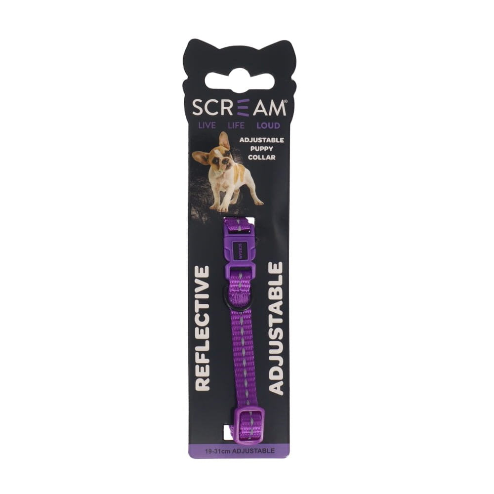 Scream Reflective Adjustable Nylon Puppy Collar