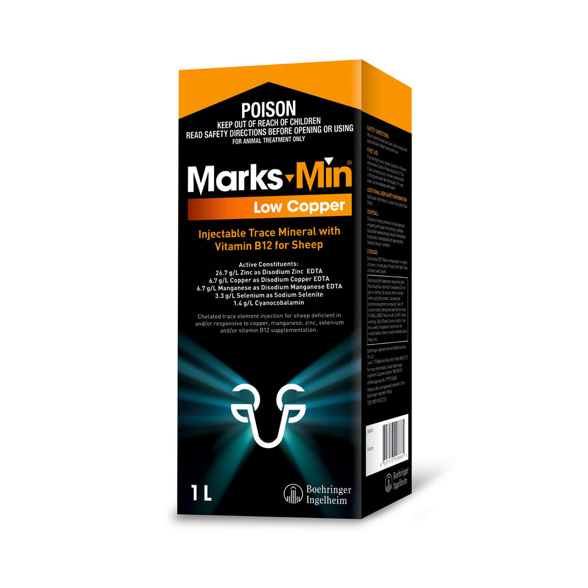 Marks-Min Low Copper Injectable Trace Mineral with Vitamin B12 for Sheep 1L
