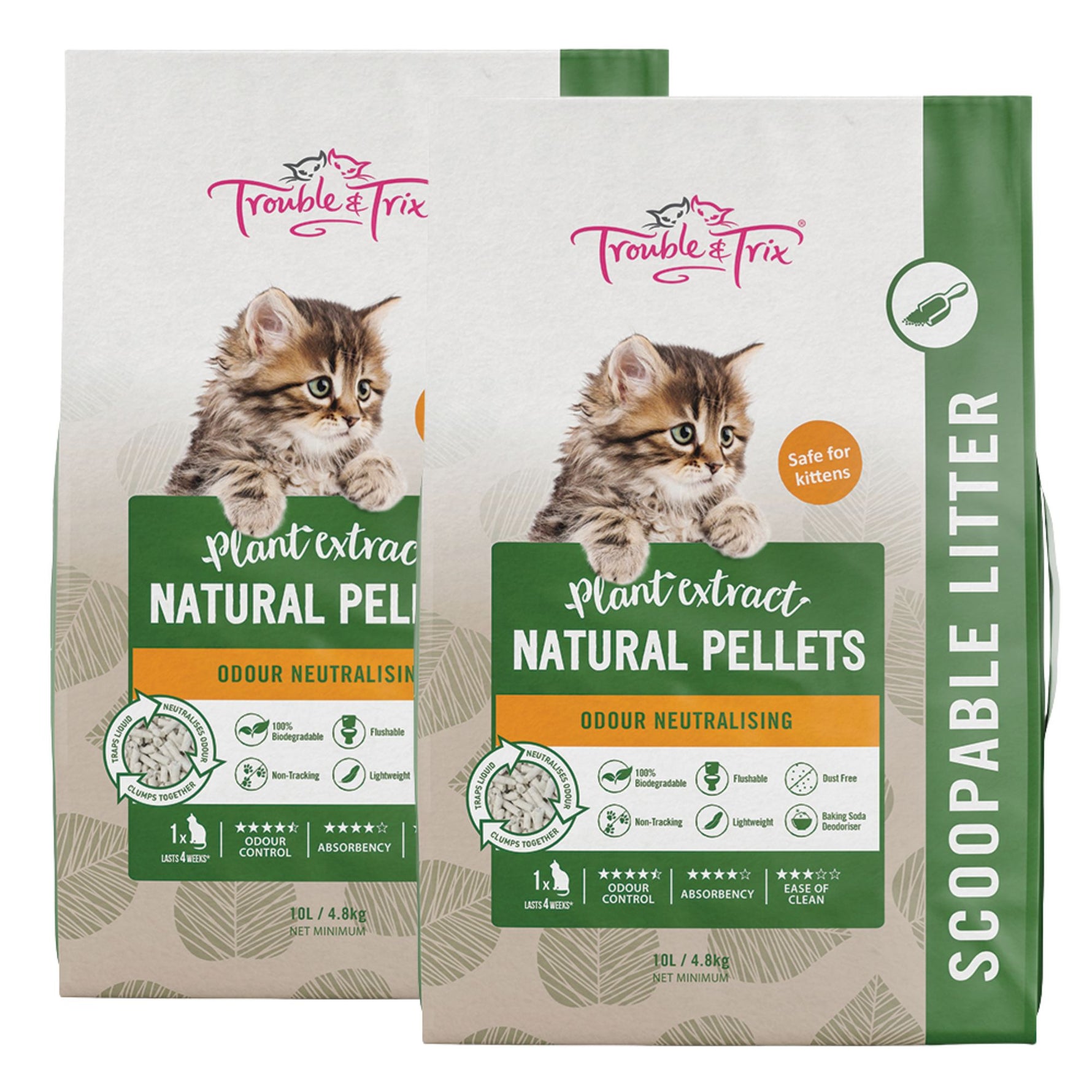 Trouble & Trix Natural Pellet Tofu Clumping Cat Litter 10L