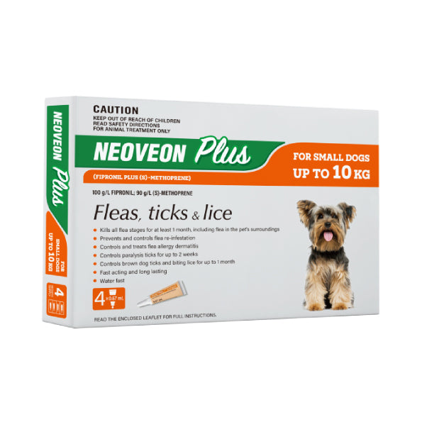 Neoveon Plus for Small Dogs (Fleas, Ticks &amp; Lice) up to 10kg - 4 Pack