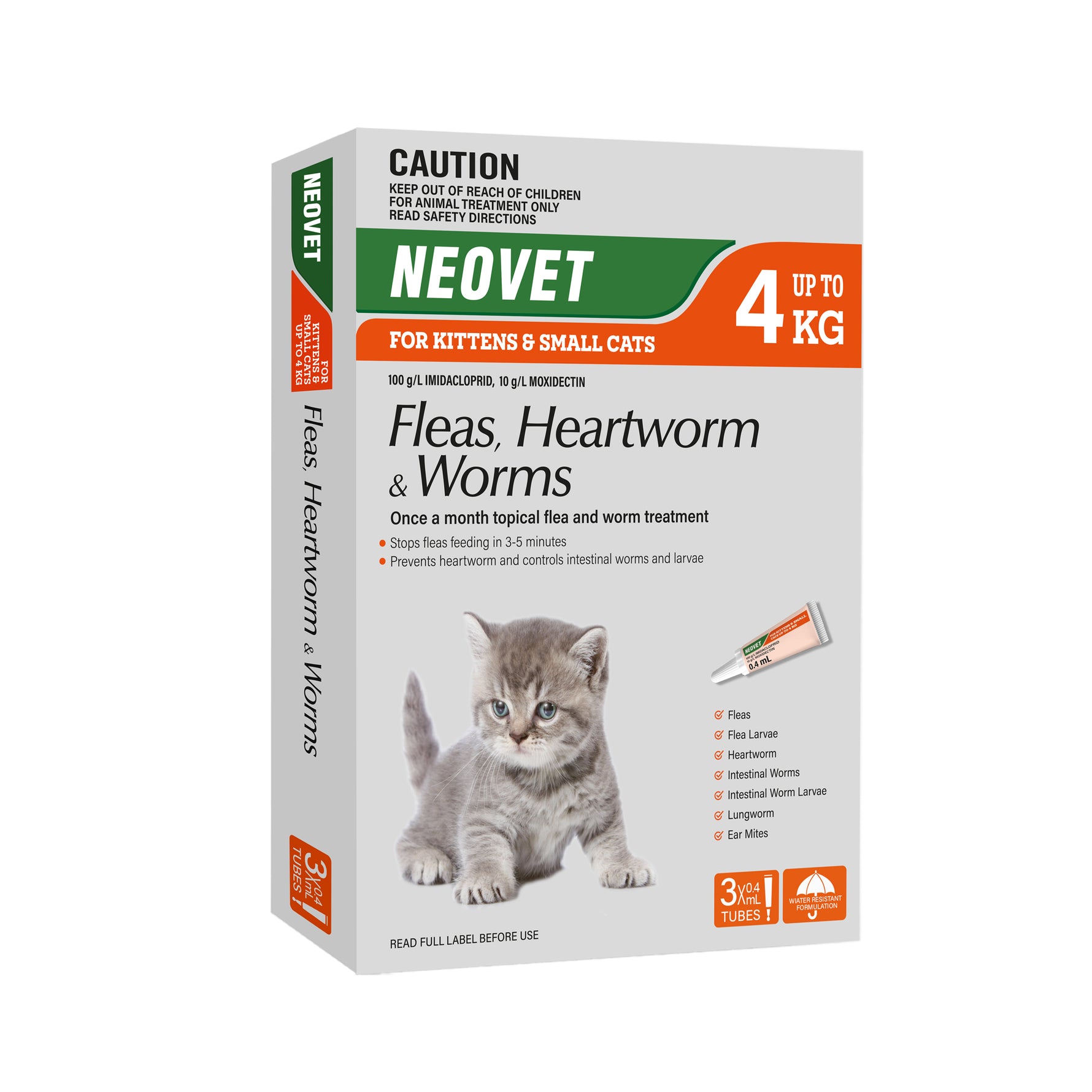 Neovet for Kittens & Small Cats (Fleas, Heartworm & Worms) up to 4kg