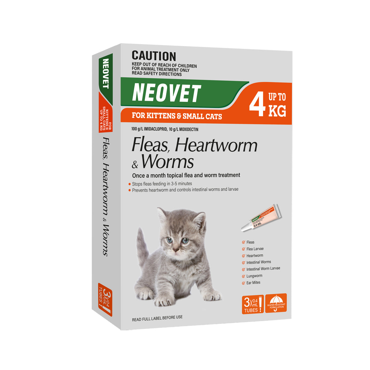 Neovet for Kittens &amp; Small Cats (Fleas, Heartworm &amp; Worms) up to 4kg