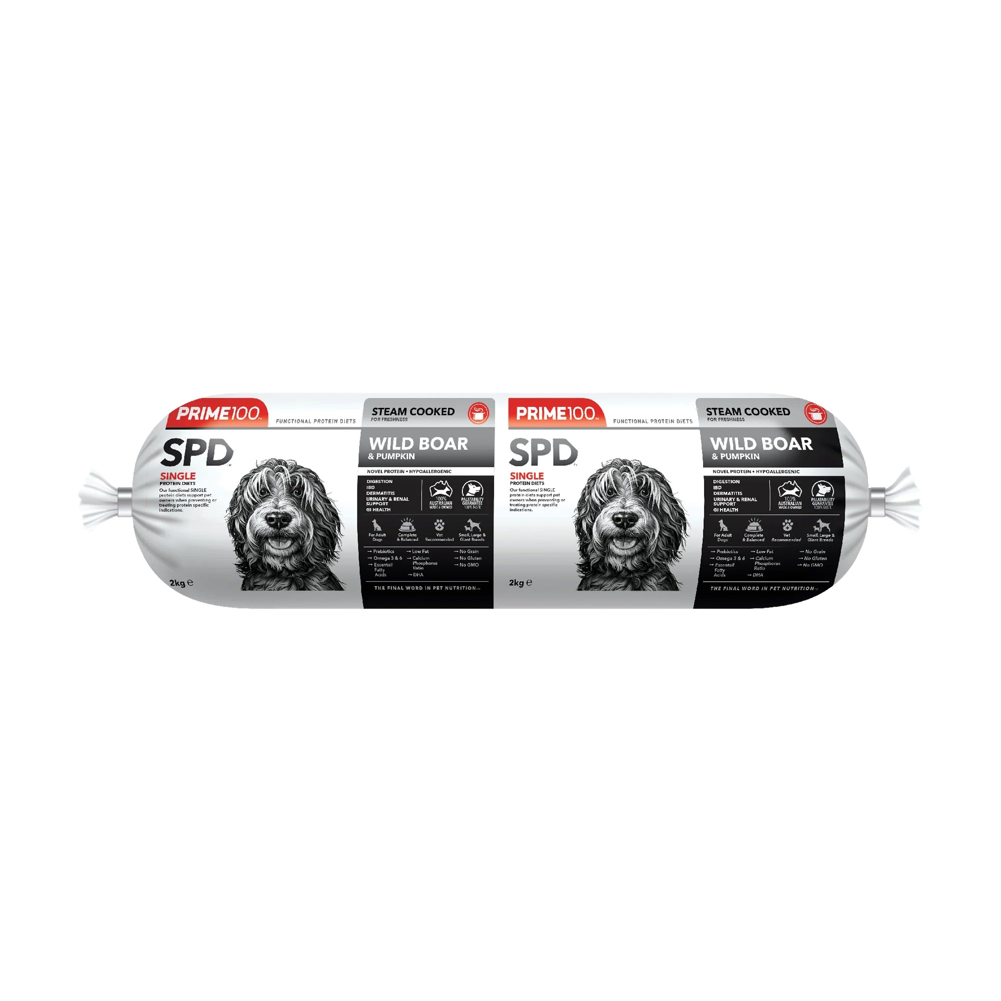 Prime100 SPD Fresh Roll Wild Boar & Pumpkin Roll 2kg (Pickup Only)