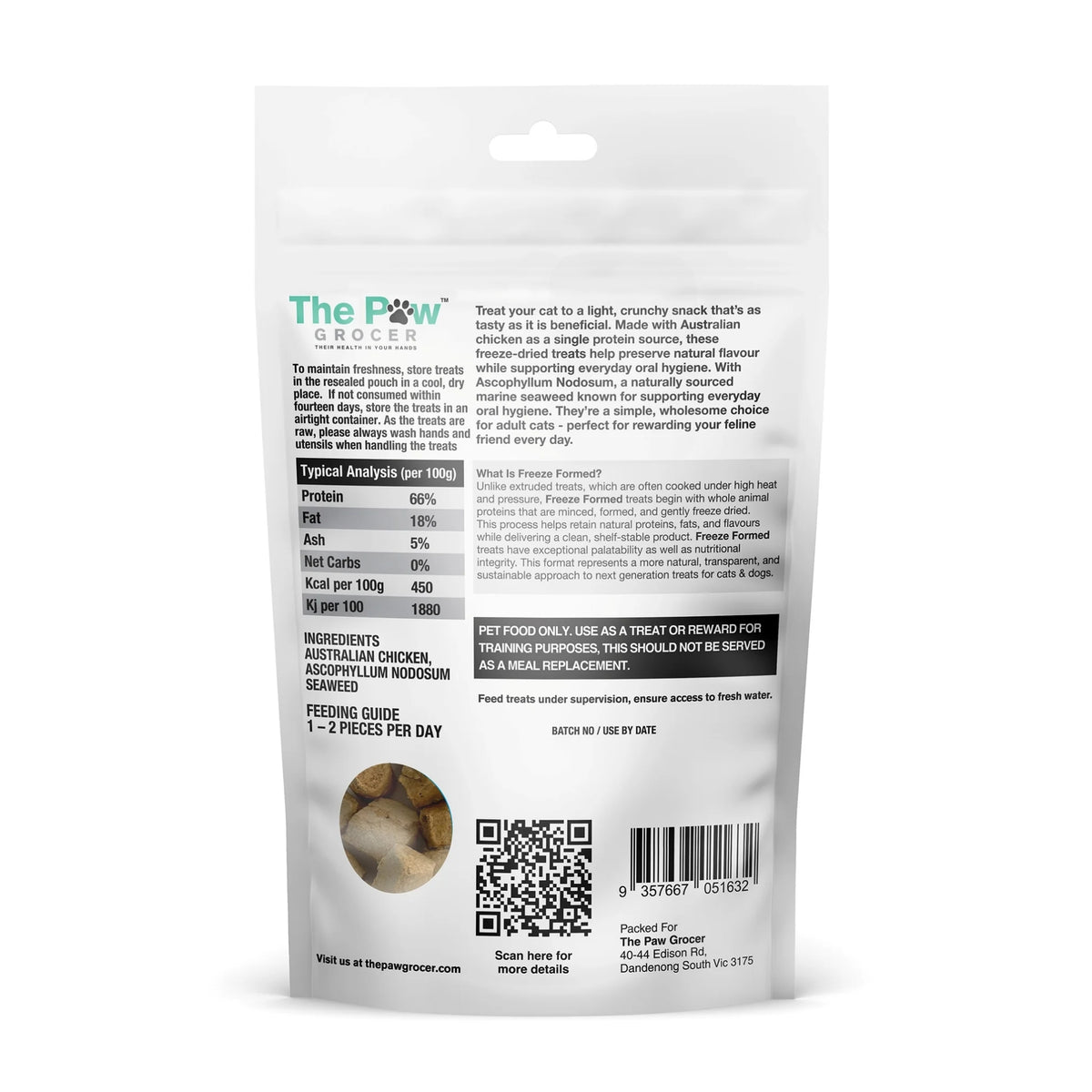 The Paw Grocer Bright Freeze Dried Cat Dental Support Treats 50g