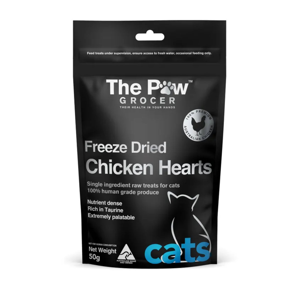 The Paw Grocer Premium Freeze Dried Chicken Hearts Cat Treats 50g