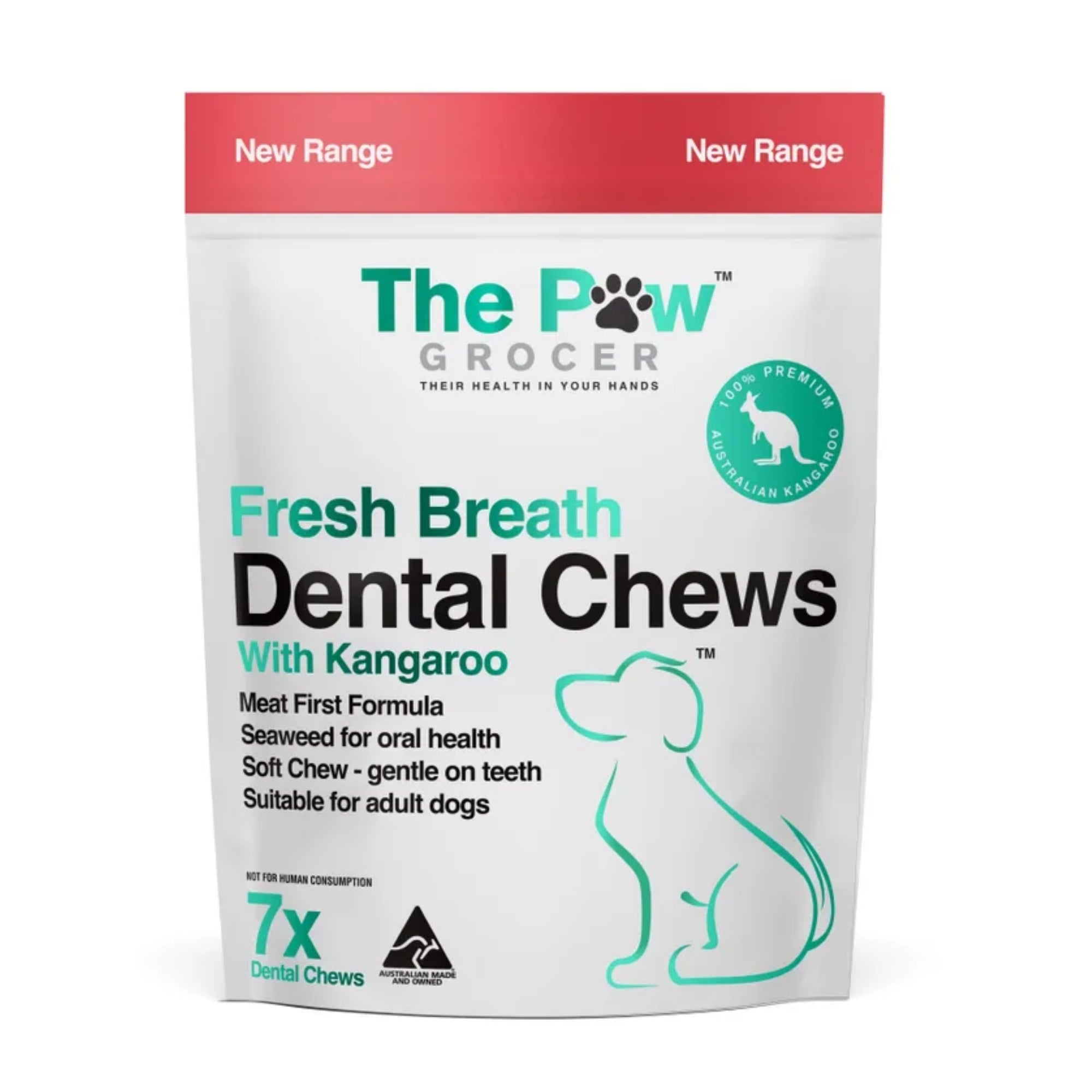 The Paw Grocer Fresh Breath Dental Chews with Kangaroo - 7 Pack