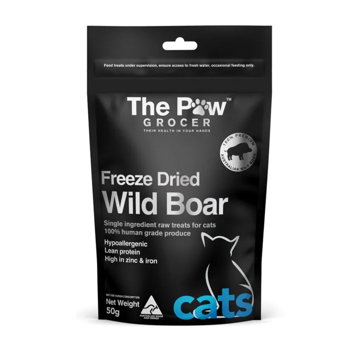 The Paw Grocer Premium Freeze Dried Wild Boar Cat Treats 50g