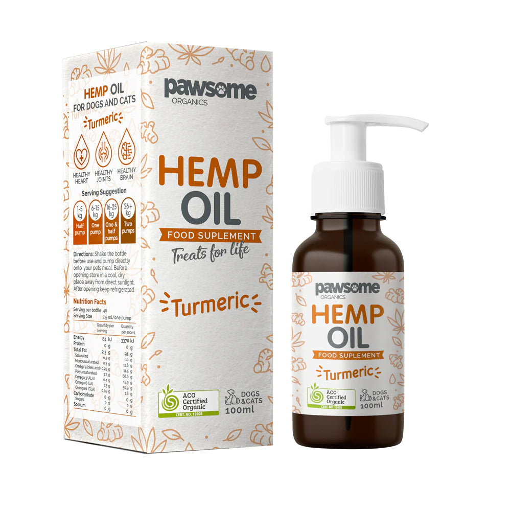 Pawsome Organics Hemp & Turmeric Oil for Dogs & Cats
