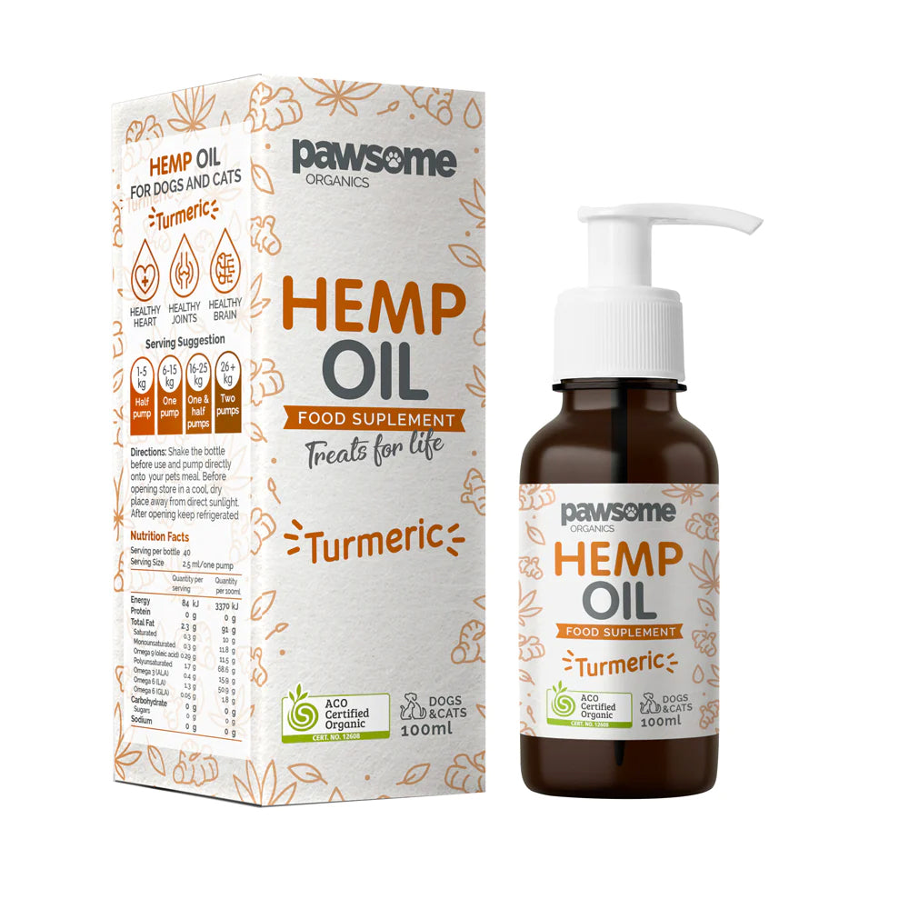 Pawsome Organics Hemp &amp; Turmeric Oil for Dogs &amp; Cats