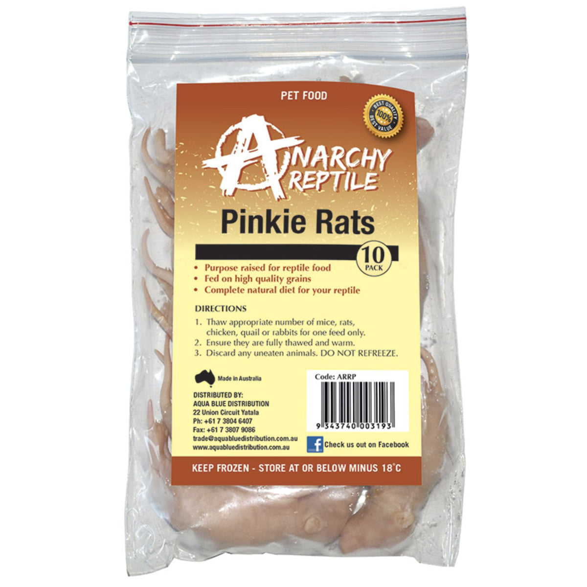 Anarchy Reptile Frozen Pinkie Rats - 10 Pack (Pickup Only)