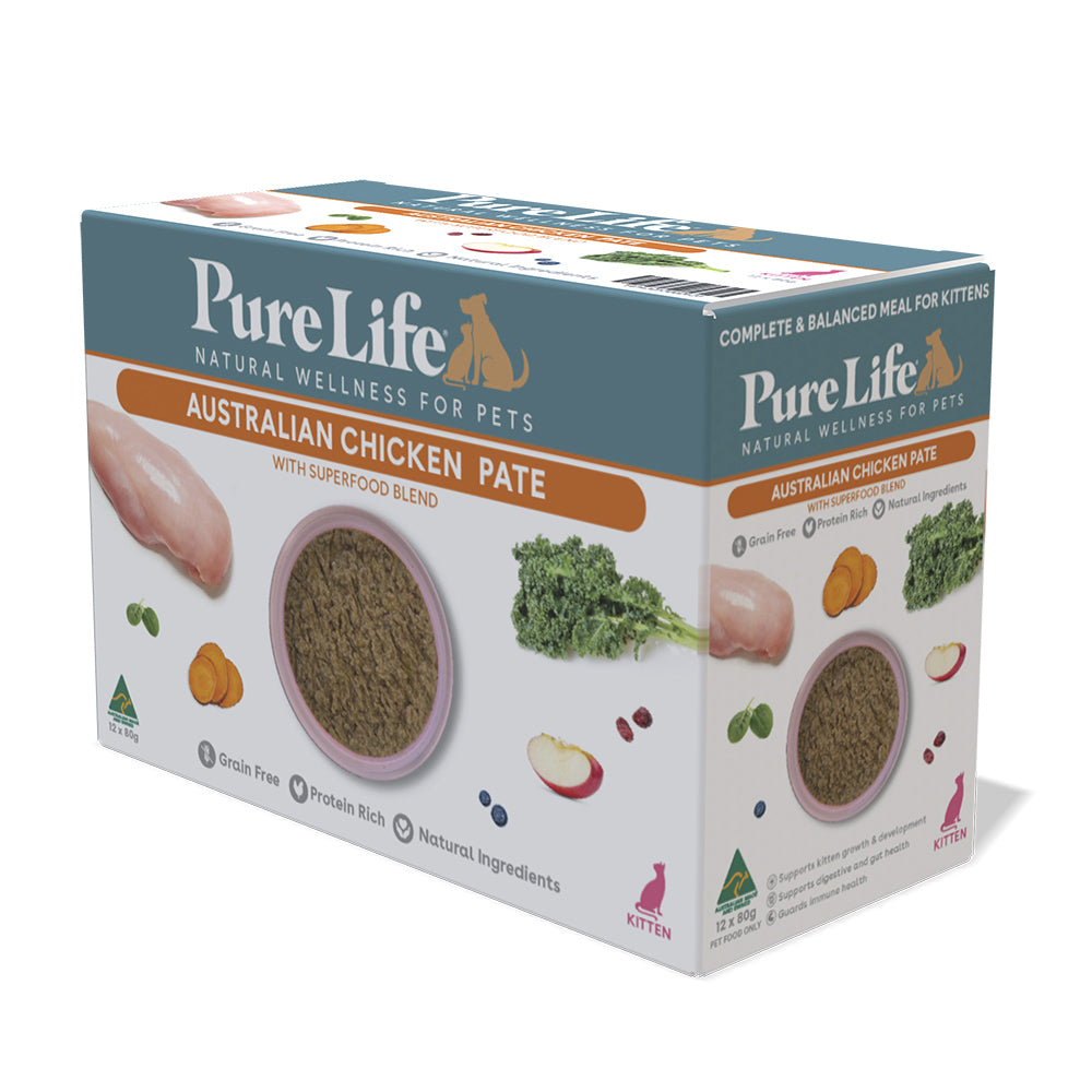 Pure Life Australian Chicken Pate For Kittens Wet Food 80g x 12