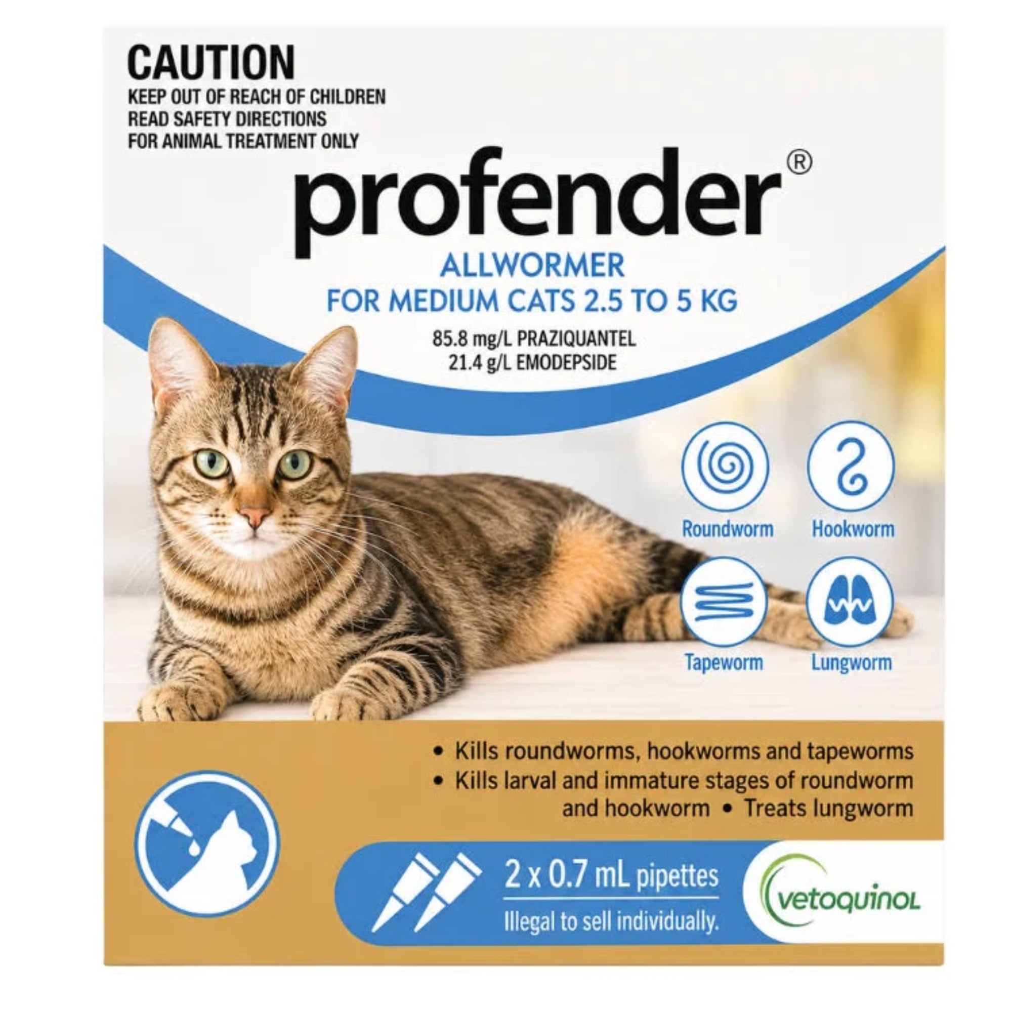 Profender Spot-On Allwormer for Cats, 2 Pipettes