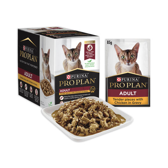 PRO PLAN Adult Chicken in Gravy Wet Cat Food Pouches 85g x 12