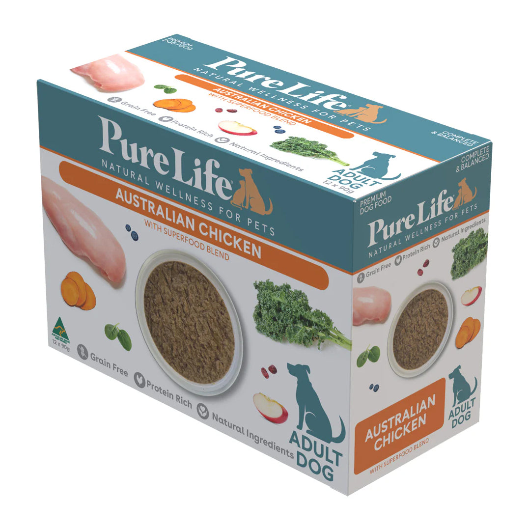 Pure Life Australian Chicken Paté Adult Wet Dog Food 90g x 12