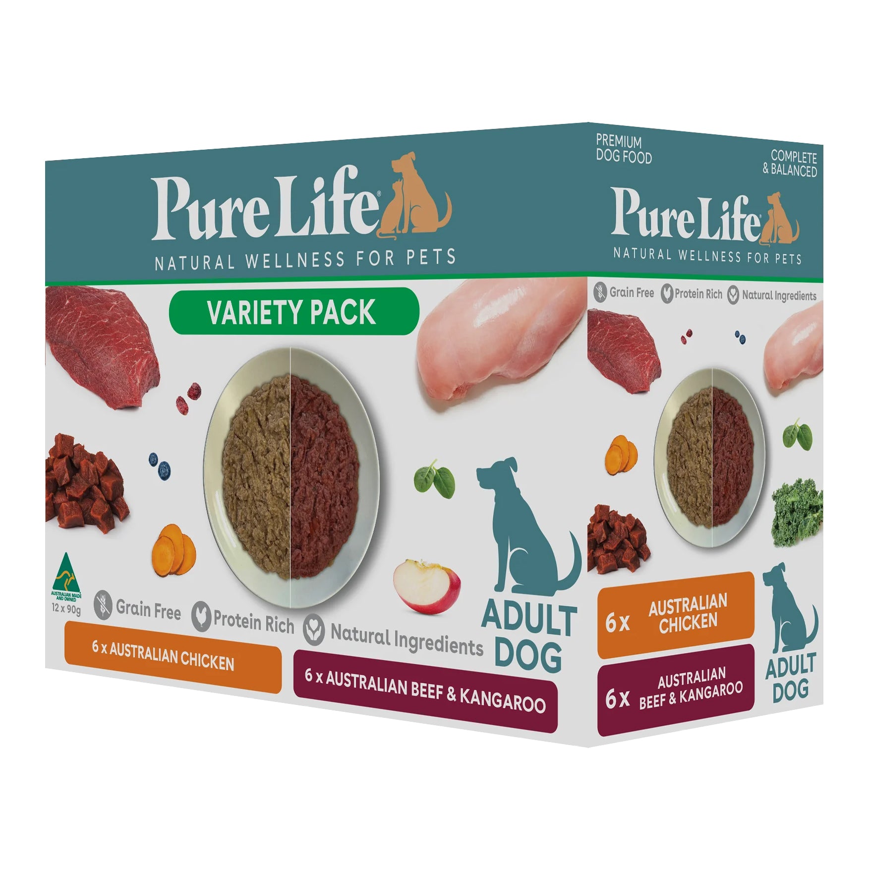 Pure Life Variety Pack Wet Dog Food for Adult Dogs 90g x 12