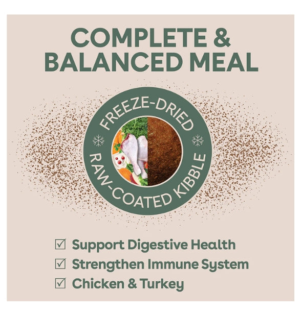 Pure Life Freeze-Dried Raw-Coated Kibble Chicken & Turkey for Adult Dogs