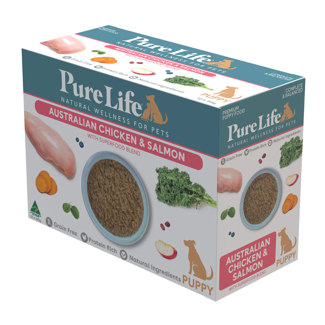 Pure Life Australian Chicken & Salmon Paté Wet Puppy Food 90g x 12