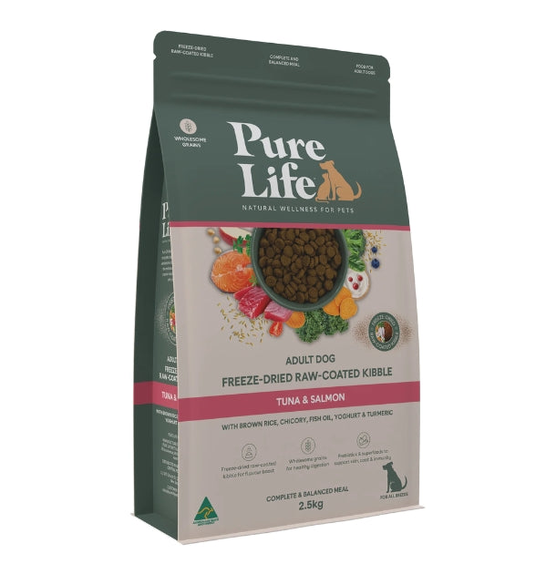 Pure Life Freeze-Dried Raw-Coated Kibble Tuna & Salmon for Adult Dogs
