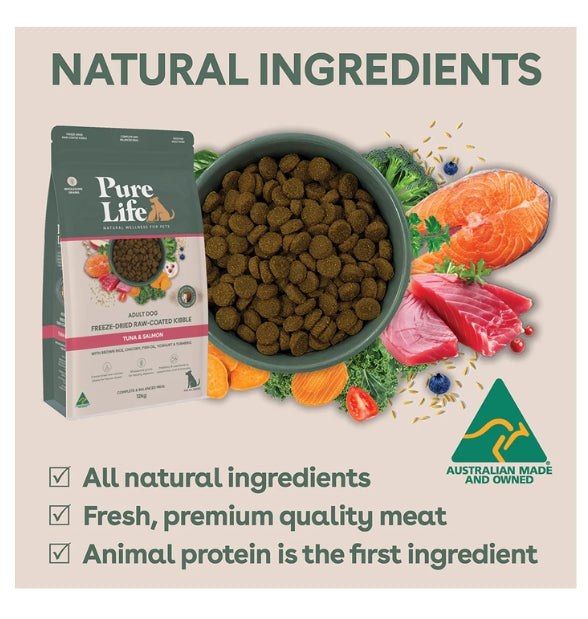Pure Life Freeze-Dried Raw-Coated Kibble Tuna & Salmon for Adult Dogs
