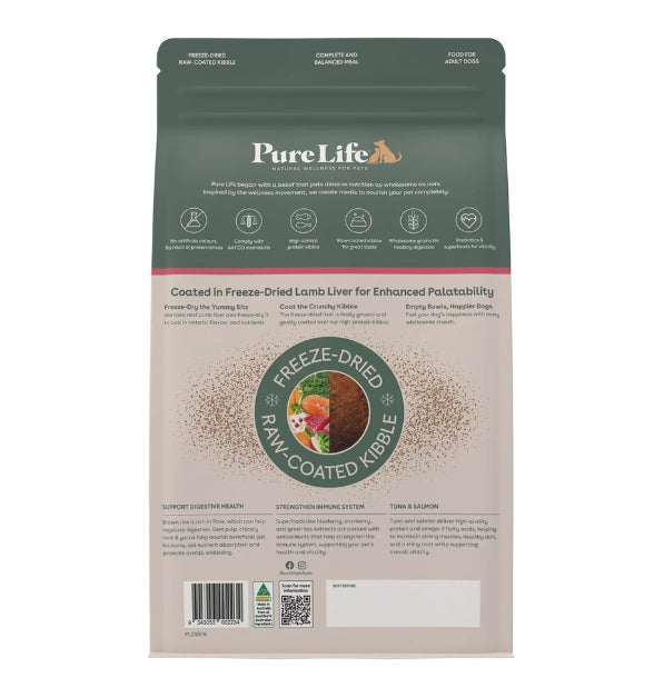 Pure Life Freeze-Dried Raw-Coated Kibble Tuna & Salmon for Adult Dogs