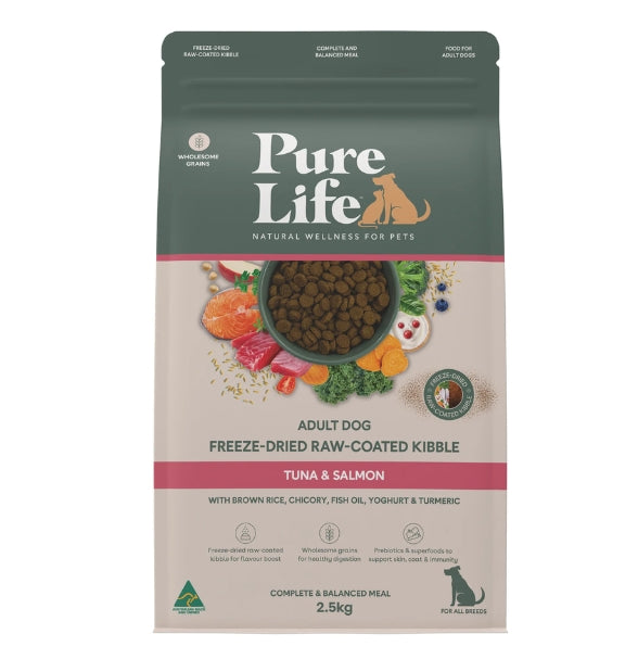Pure Life Freeze-Dried Raw-Coated Kibble Tuna & Salmon for Adult Dogs
