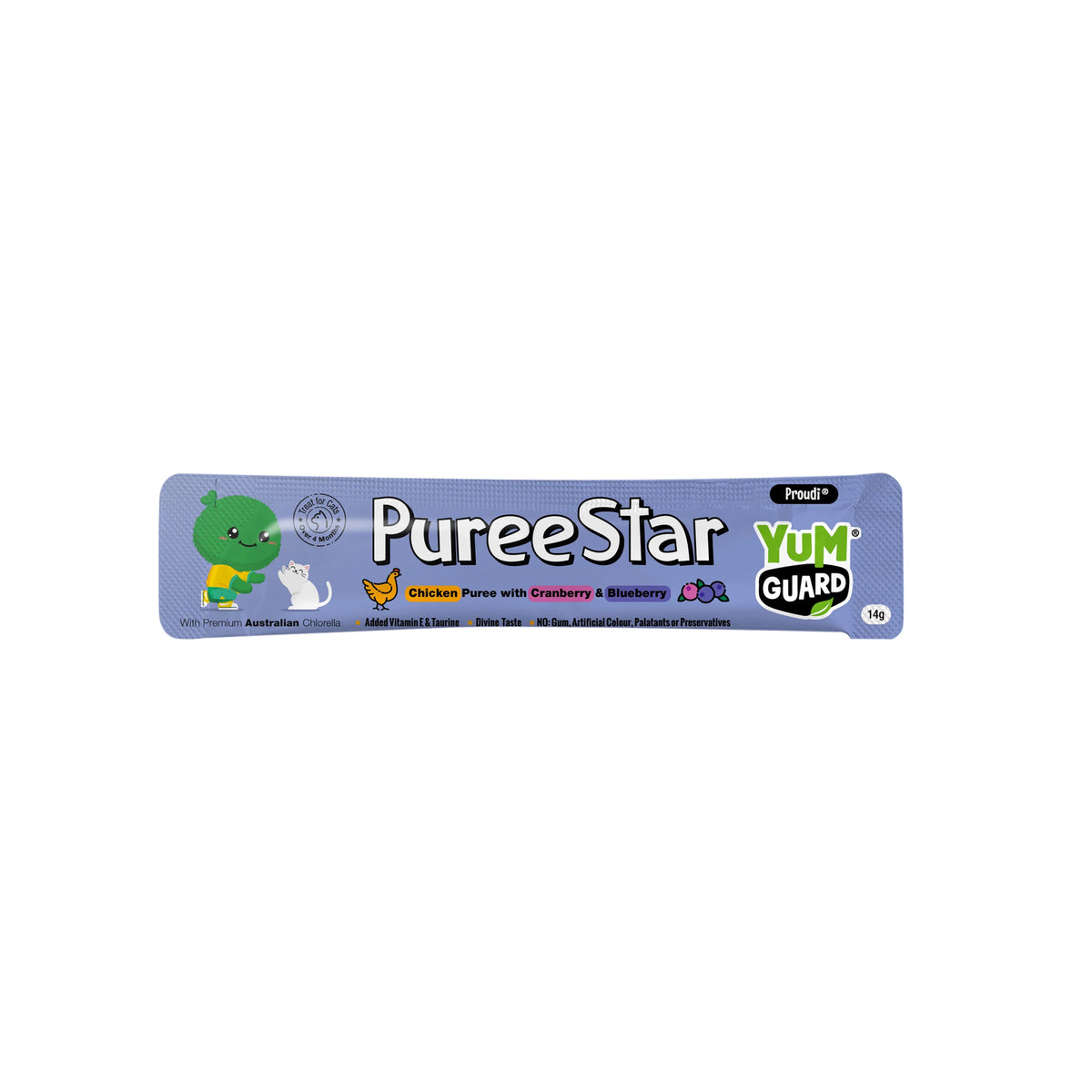 YumGuard Puree Star Chicken with Cranberry &amp; Blueberry Cat Treat 14g x 6