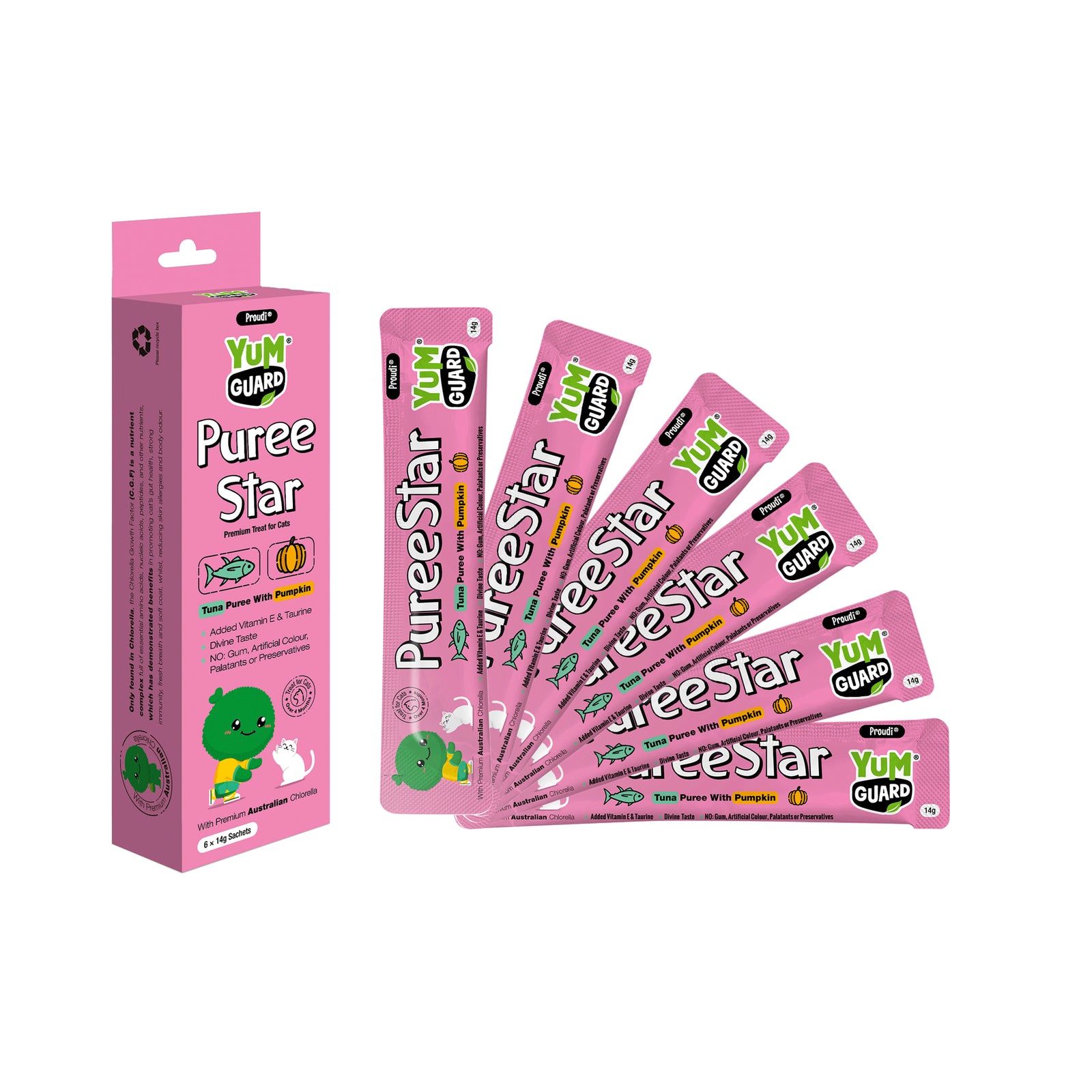 YumGuard Puree Star Tuna with Pumpkin Cat Treat 14g x 6