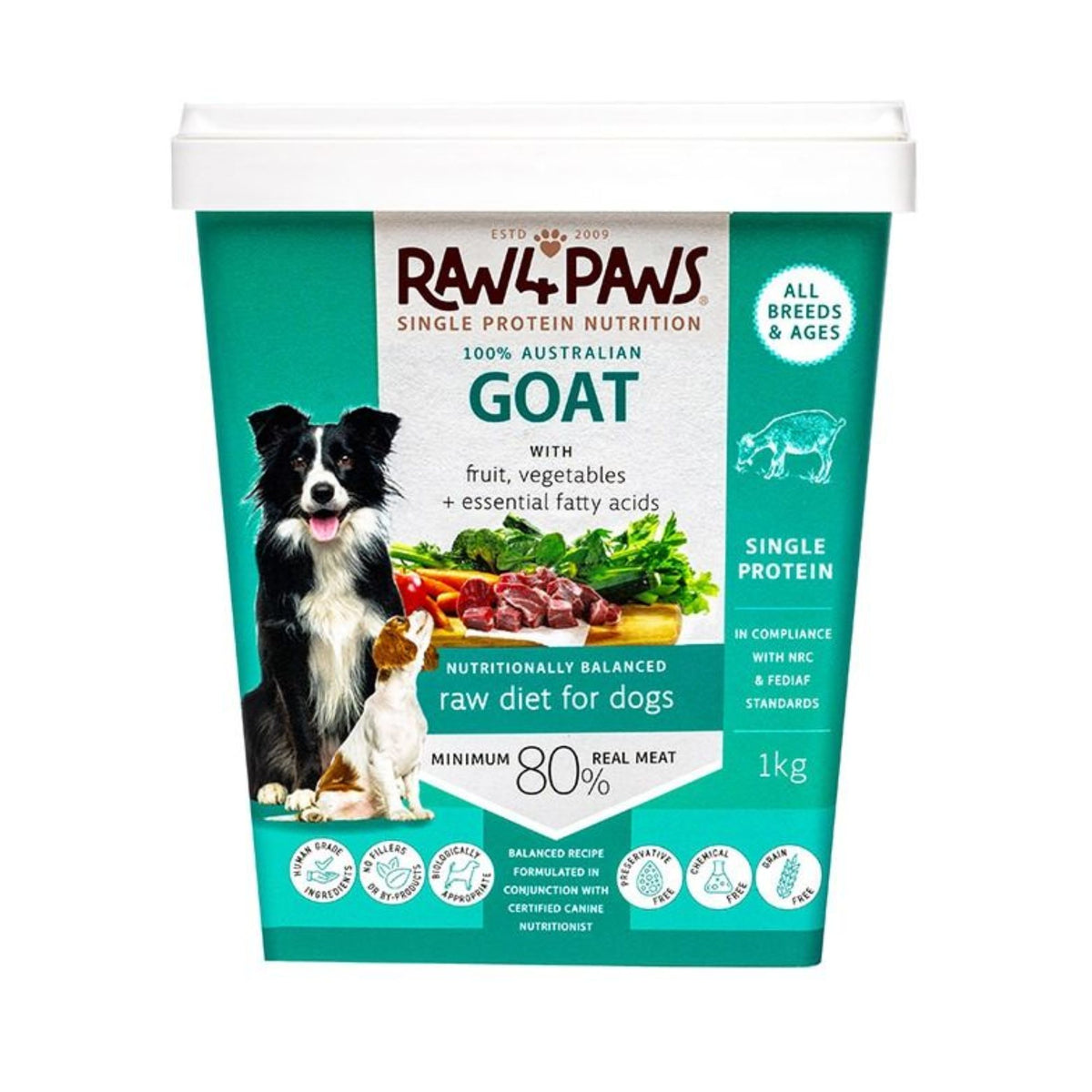 Raw4Paws Goat Raw Diet for Dogs (Frozen - Pickup Only)