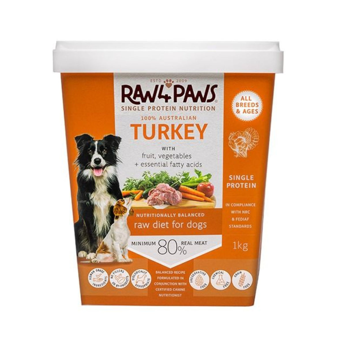 Raw4Paws Turkey Raw Diet for Dogs (Frozen - Pickup Only)
