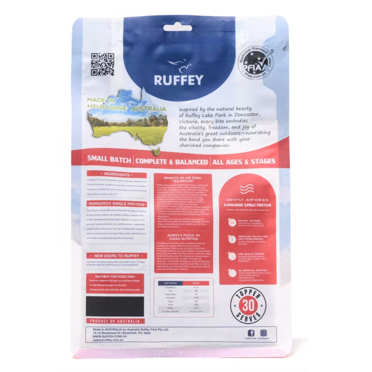 Ruffey Air-Dried Kangaroo Recipe Dog Food 450g