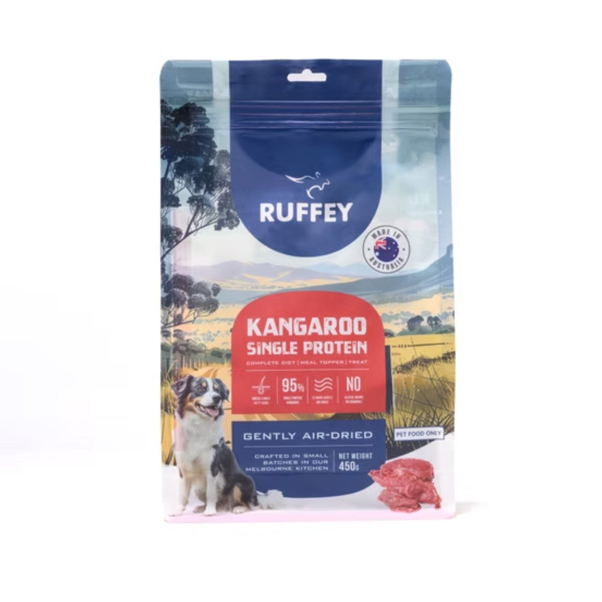 Ruffey Air-Dried Kangaroo Recipe Dog Food 450g