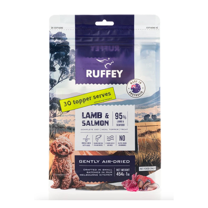 Ruffey Air-Dried Lamb & Salmon Recipe Dog Food 454g