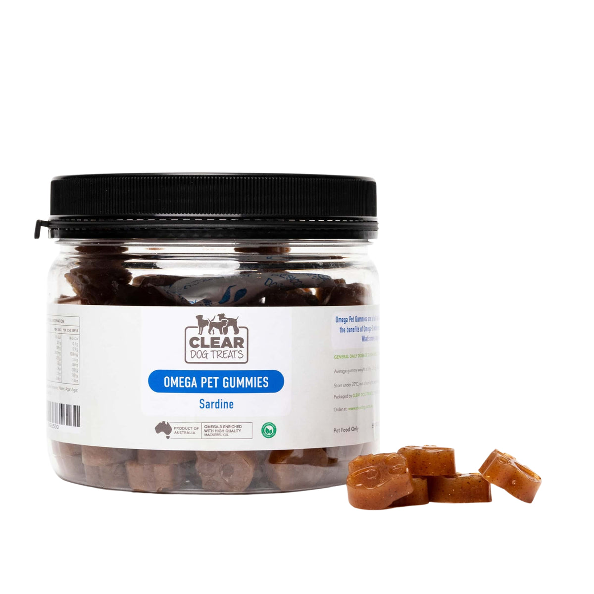 CLEAR Dog Treats Omega Pet Gummies - Sardine