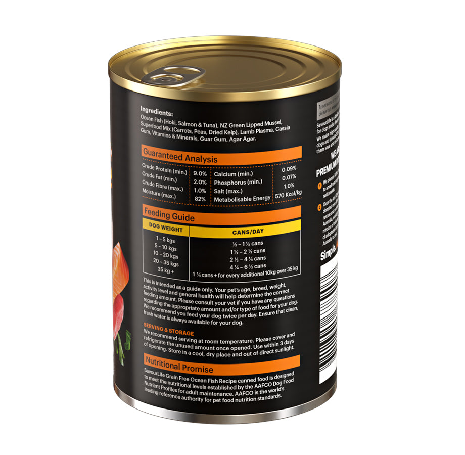 SavourLife Grain Free Adult Ocean Fish Recipe Wet Dog Food 375g