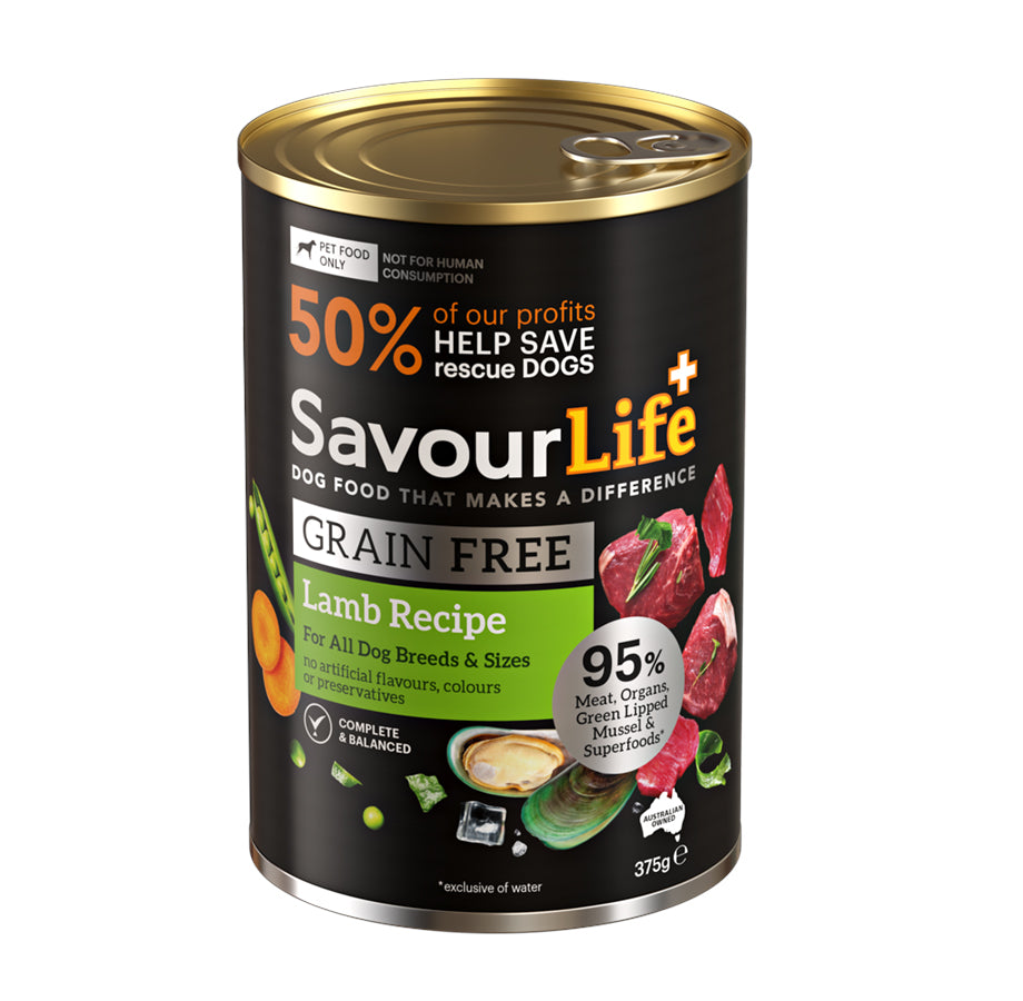 SavourLife Grain Free Adult Lamb Recipe Wet Dog Food 375g