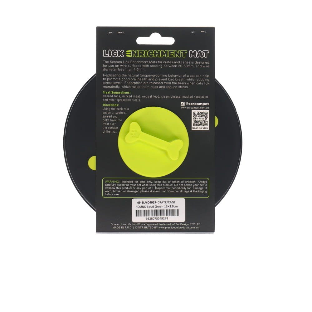 Scream Cat Lick Enrichment Mat for Crate/Cage - Round