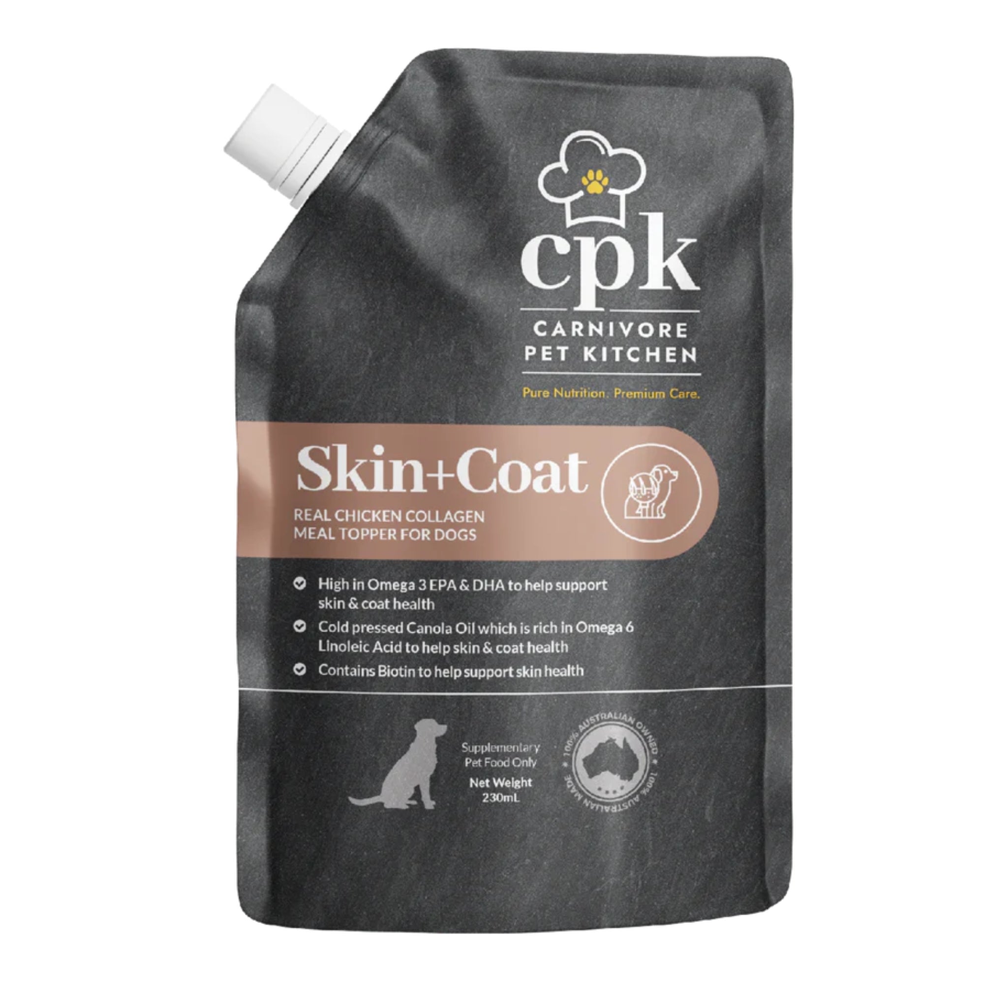 Carnivore Pet Kitchen Skin and Coat Meal Topper 230mL