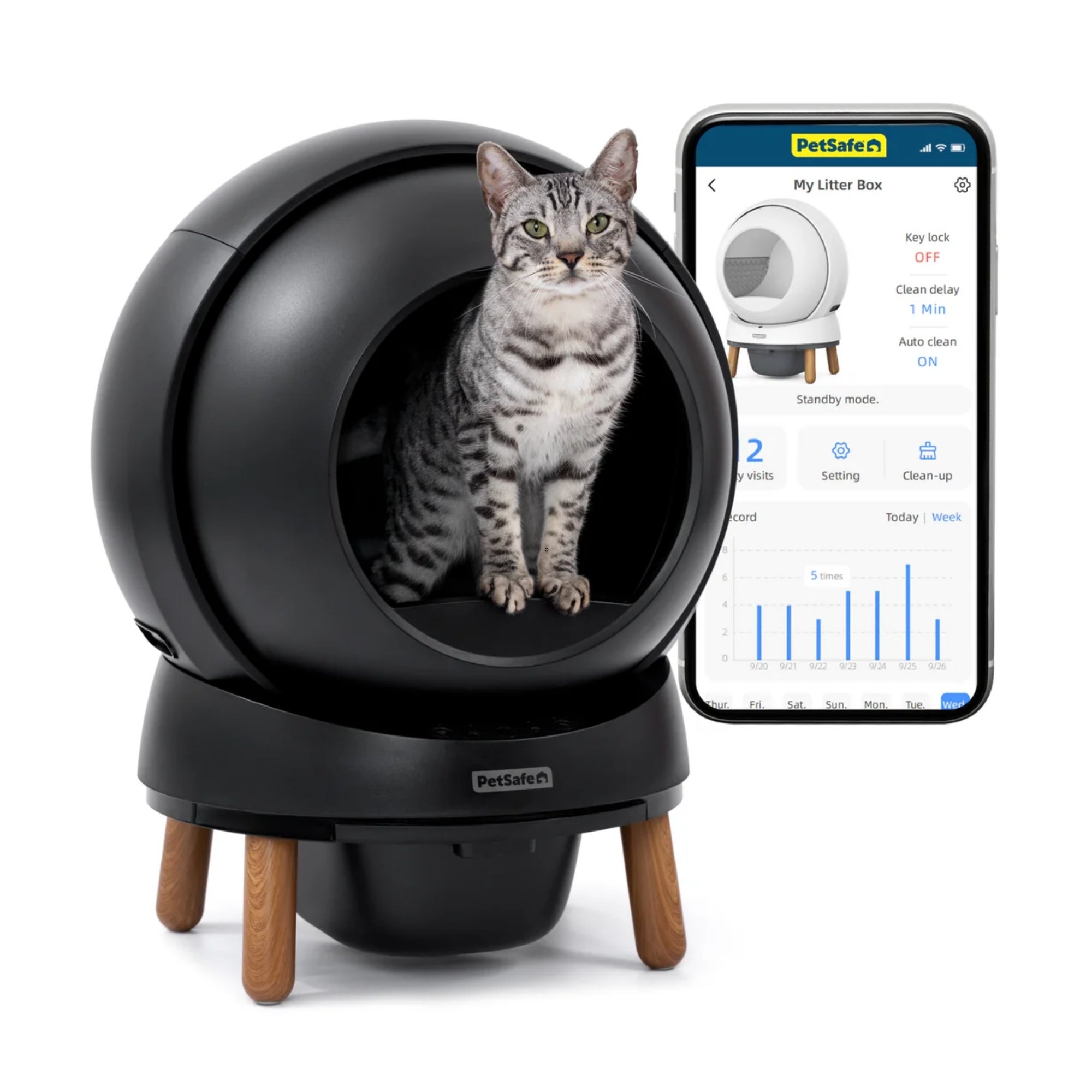 PetSafe ScoopFree SmartSpin Self-Cleaning Litter Box - Black