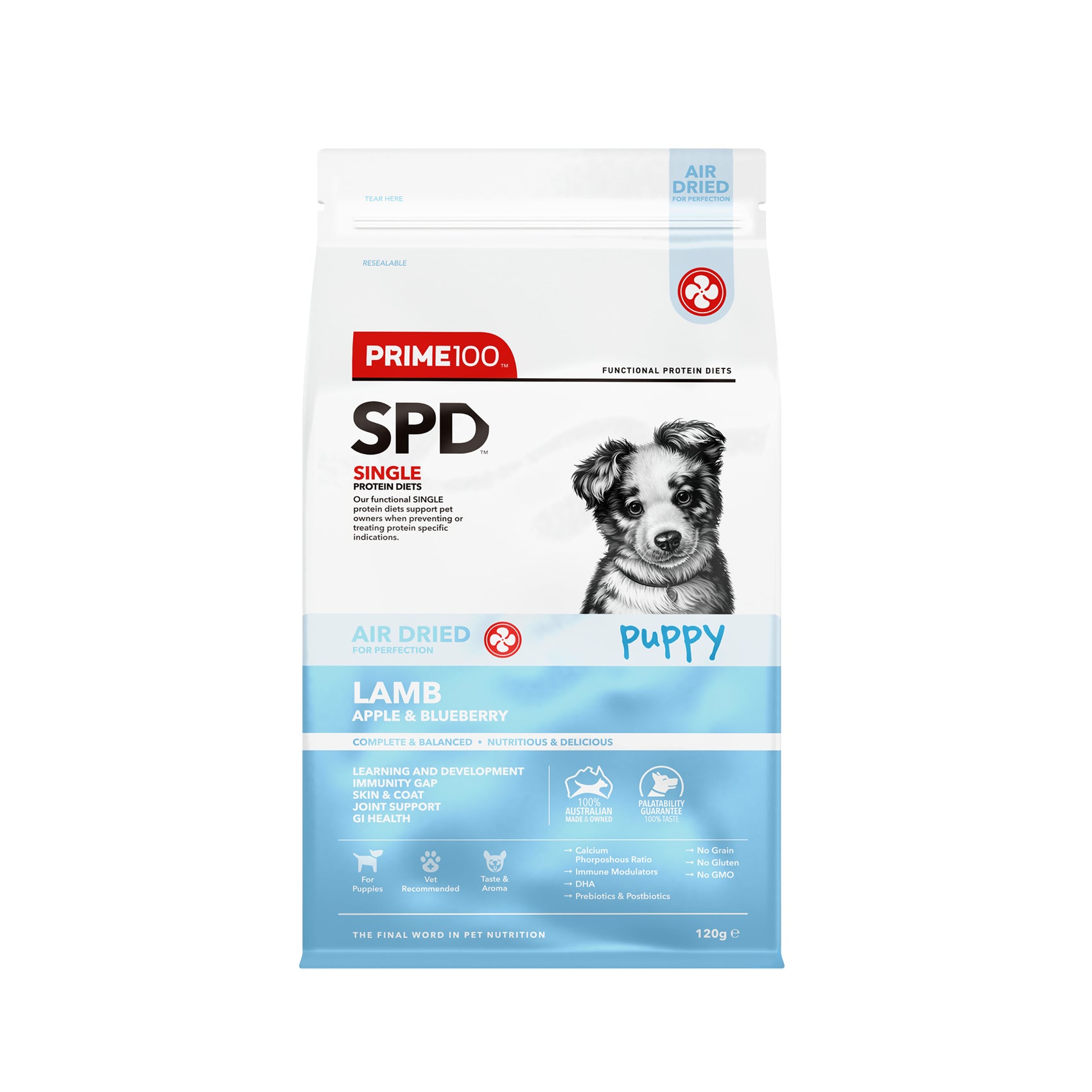 Prime100 SPD Air Dried Lamb, Apple & Blueberry Puppy