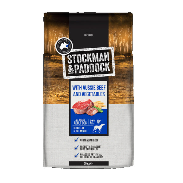 Stockman &amp; Paddock Aussie Beef &amp; Vegetables Dog Food 20kg