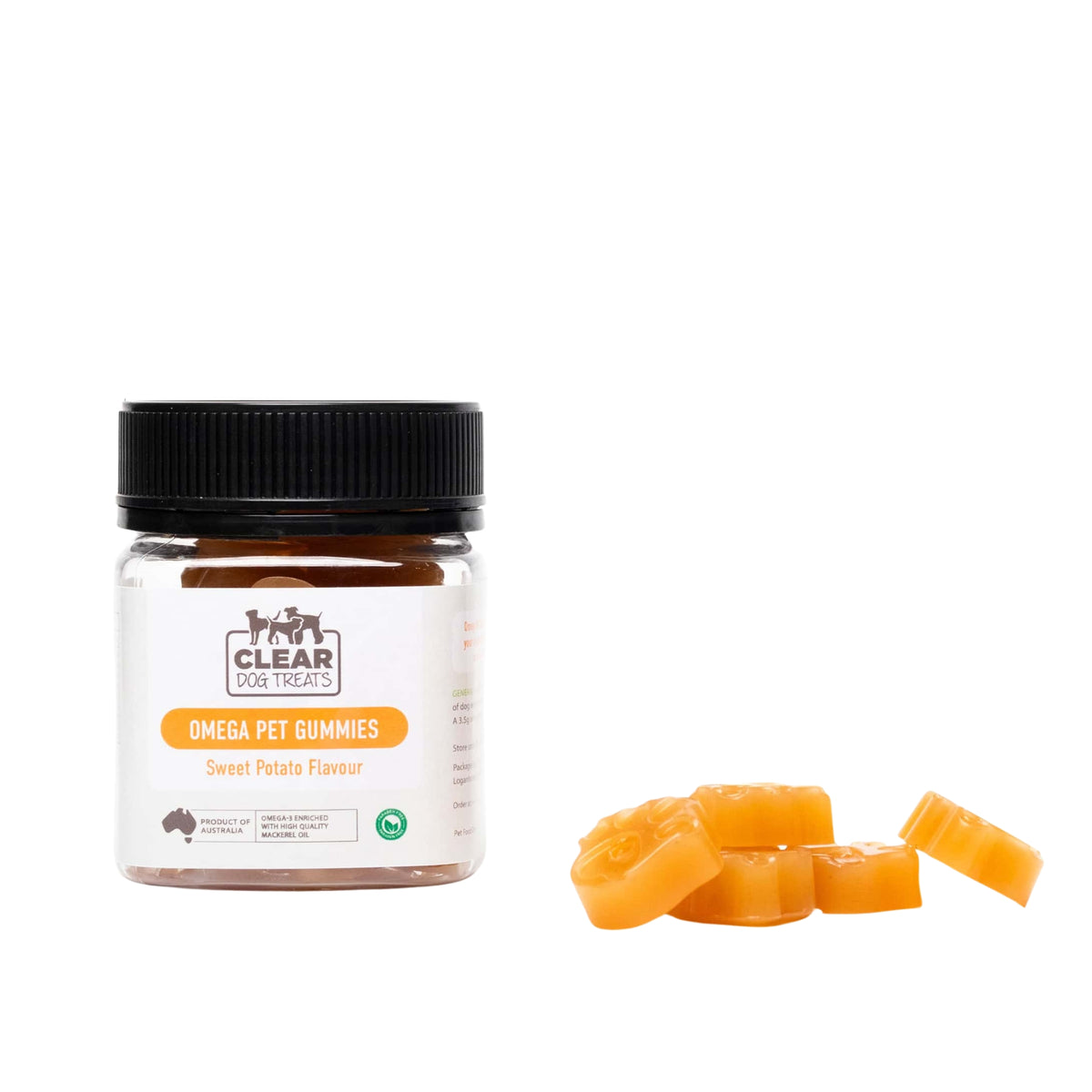CLEAR Dog Treats Omega Pet Gummies - Sweet Potato