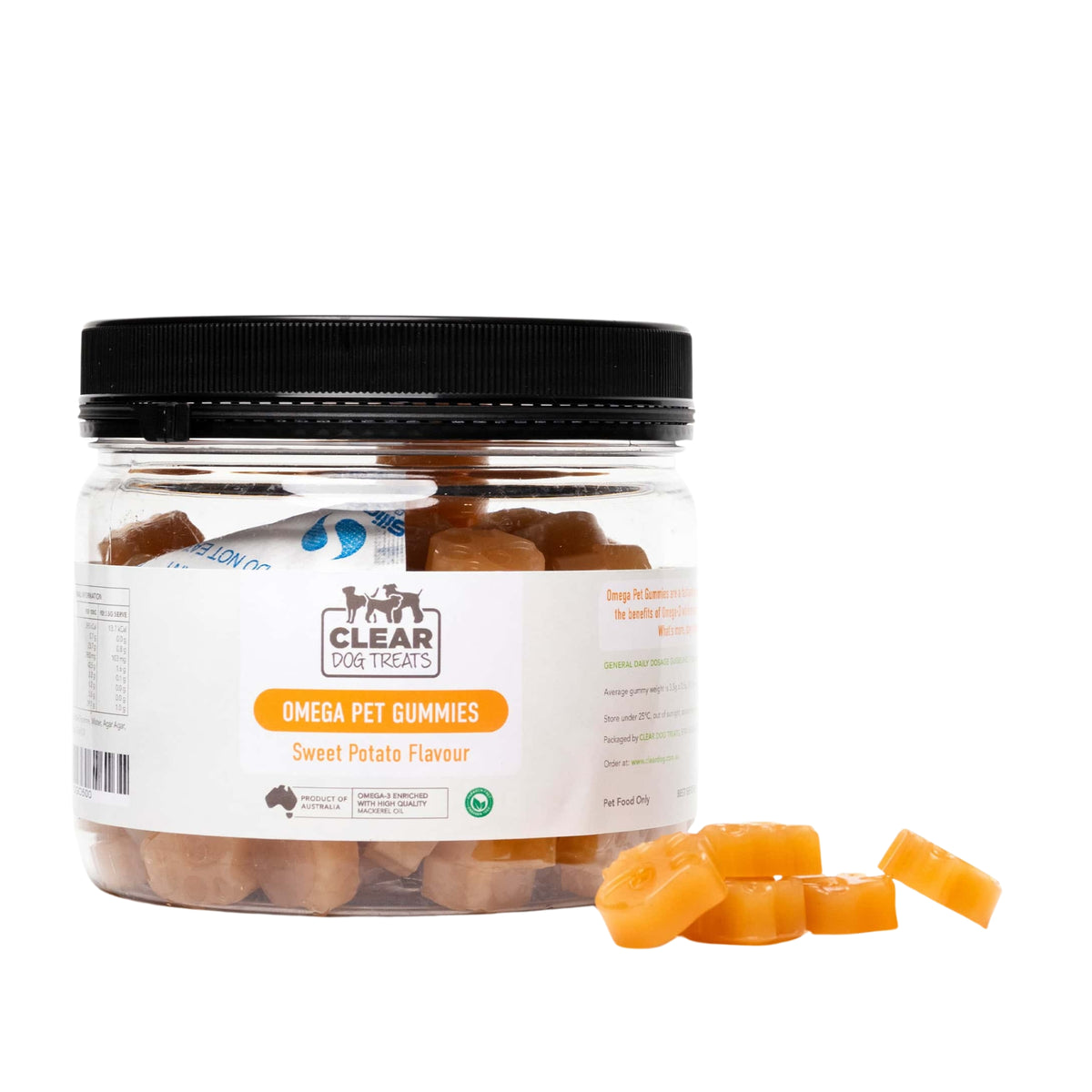 CLEAR Dog Treats Omega Pet Gummies - Sweet Potato
