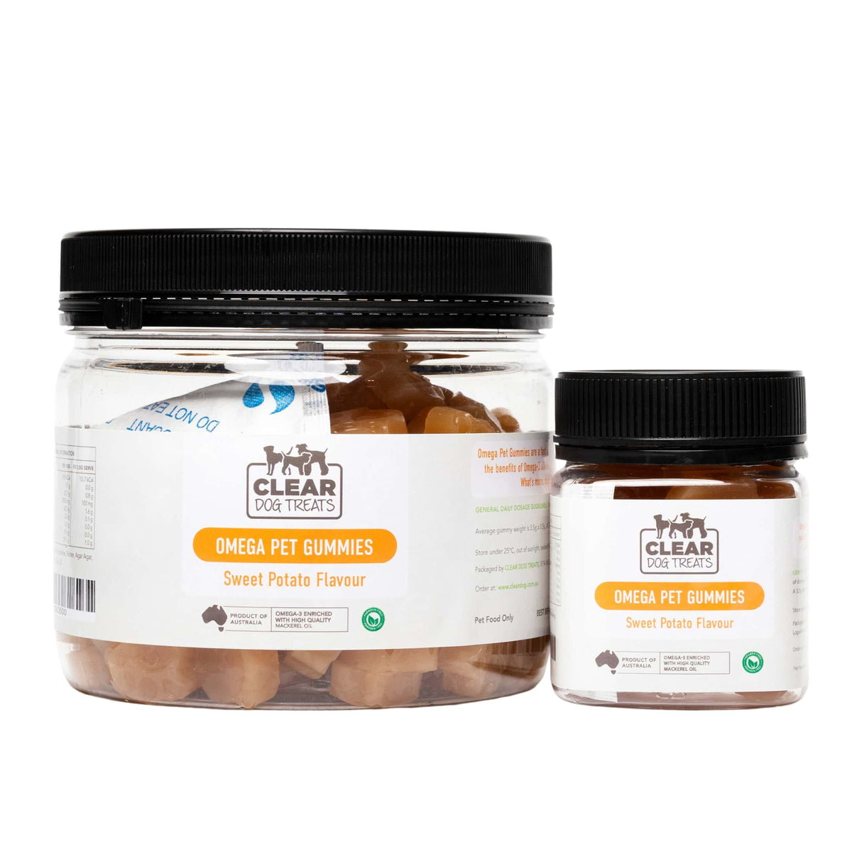 CLEAR Dog Treats Omega Pet Gummies - Sweet Potato
