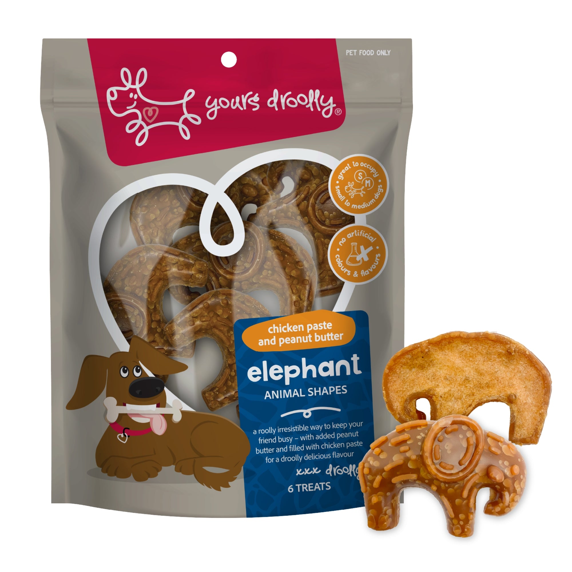 Yours Droolly Elephant Shapes with Chicken Paste Dog Treats - 6 Pack