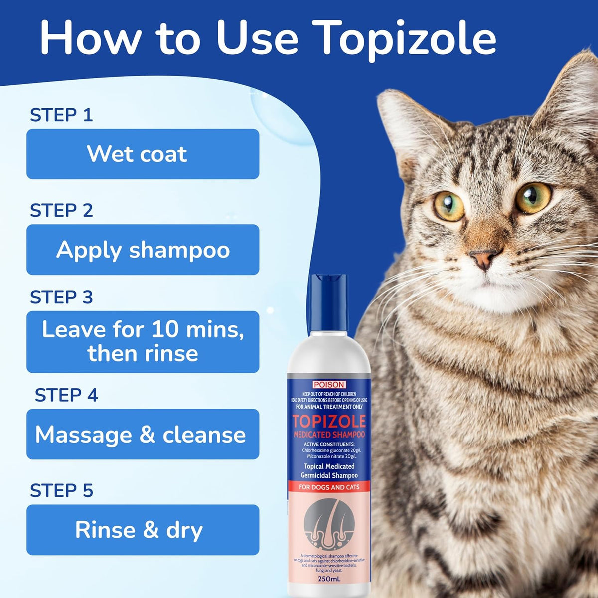Topizole Medicated Shampoo for Dogs & Cats